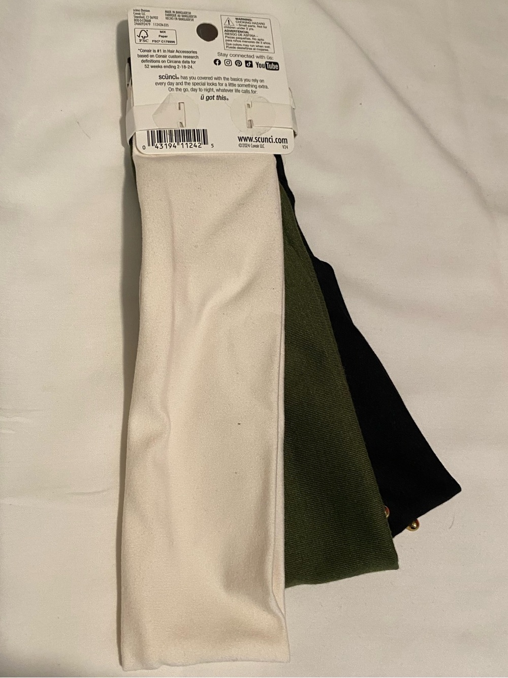 scunci 3-Pack Studded Headwraps in Black, Olive & Cream NEW! - Picture 2 of 5